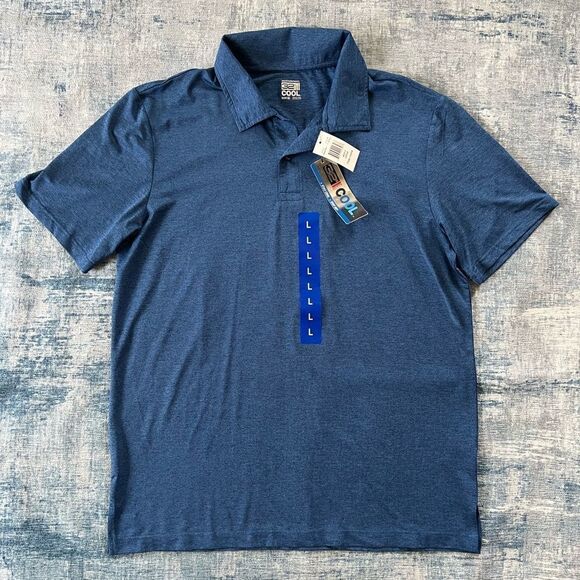 NWT! 32 Degrees Cool Heather Blue Polo Tee Large - Picture 1 of 7